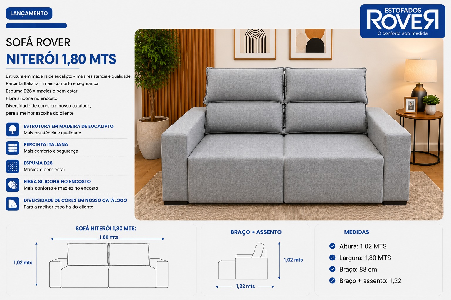 Sofa Niterói 1,80 MTS