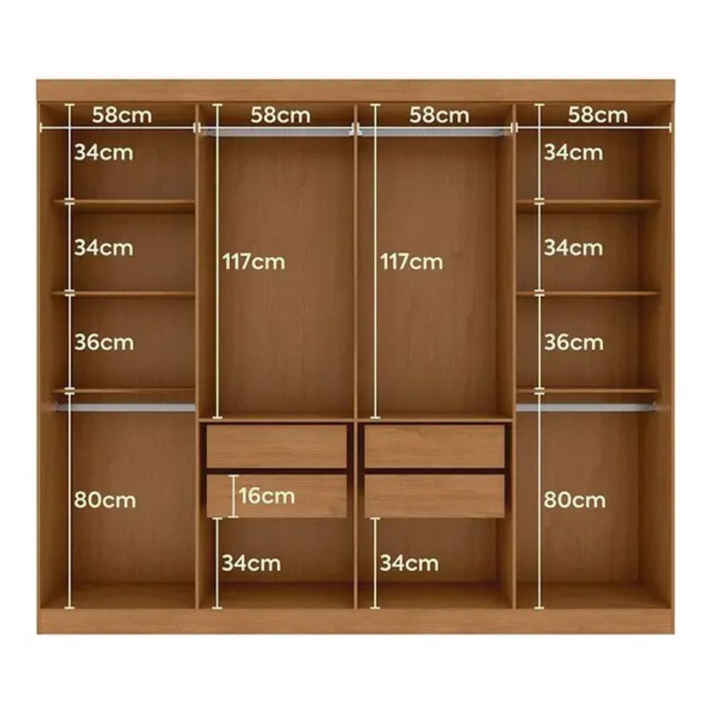 Guarda Roupa Lopas 8 Portas Andara Soft Amêndoa Clean