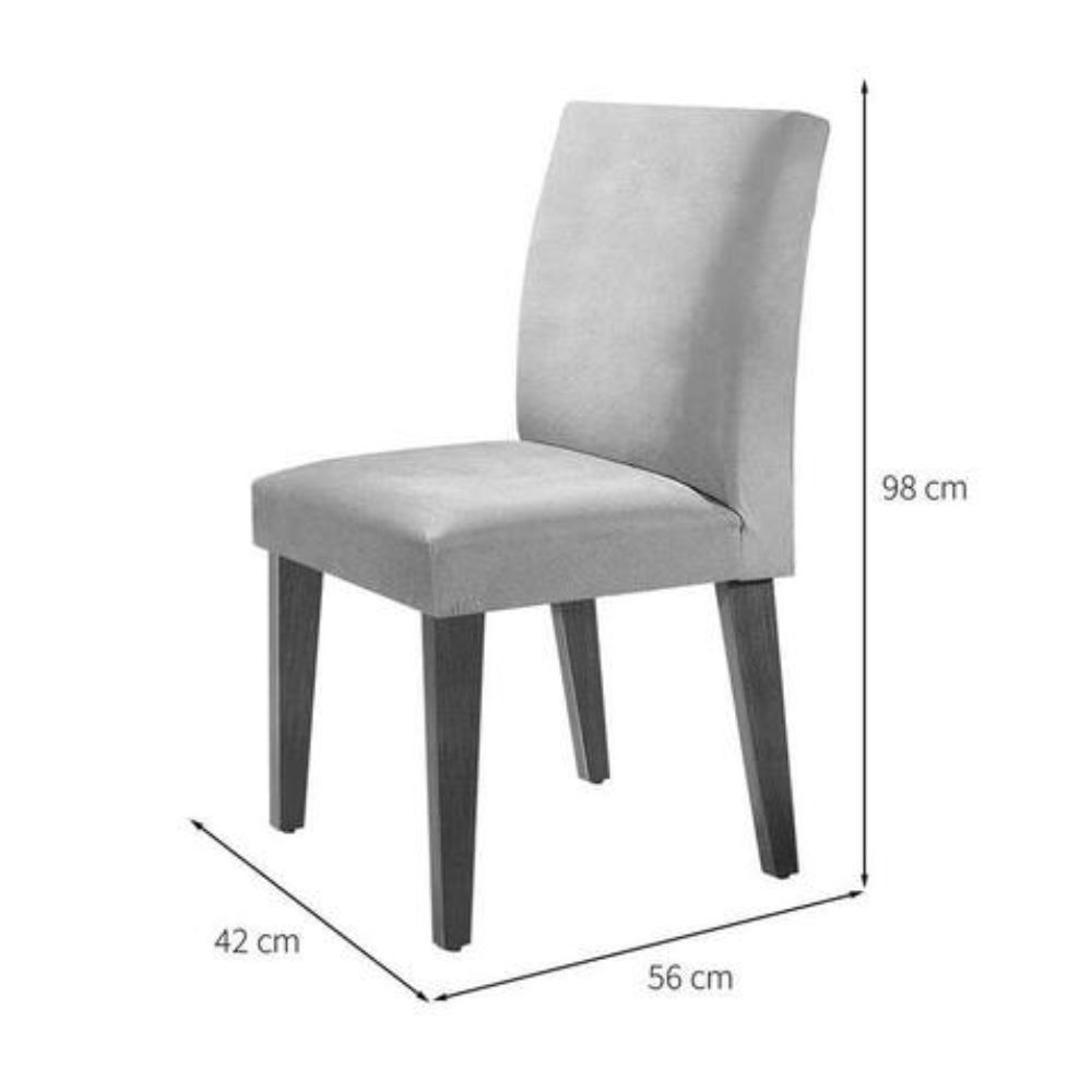 Mesa Rufato Luna 180 6 Cadeiras Lunara Veludo/Grafite/Imbuia
