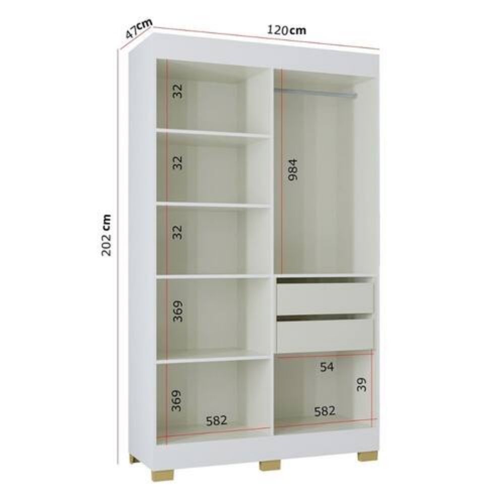 Guarda-Roupa Poquema Barcelona 4 Portas 2 Gavetas com Pés