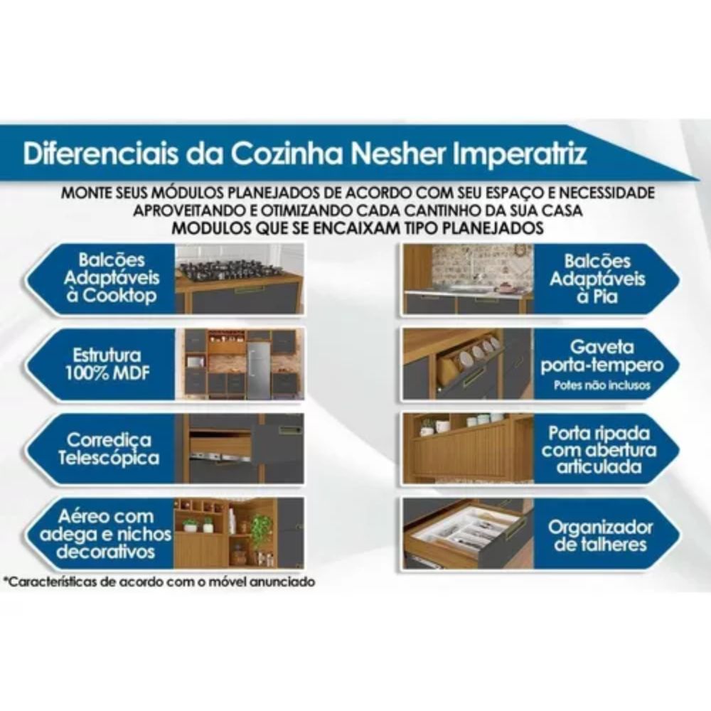 Balcão Nesher Canto Imperatriz 1 Porta 93 x 52 Centímetros Freijo Off White