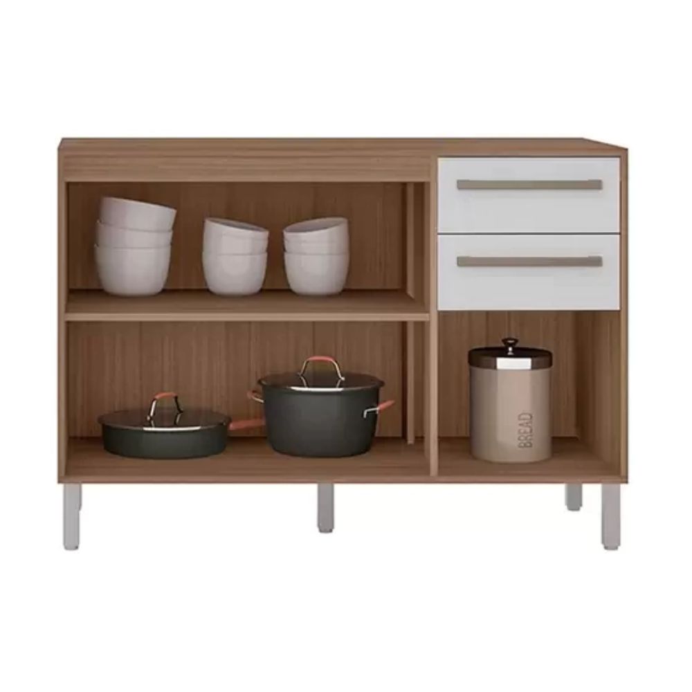 Balcão Madine Marina 2 Portas 3 Gavetas Montana/Branco