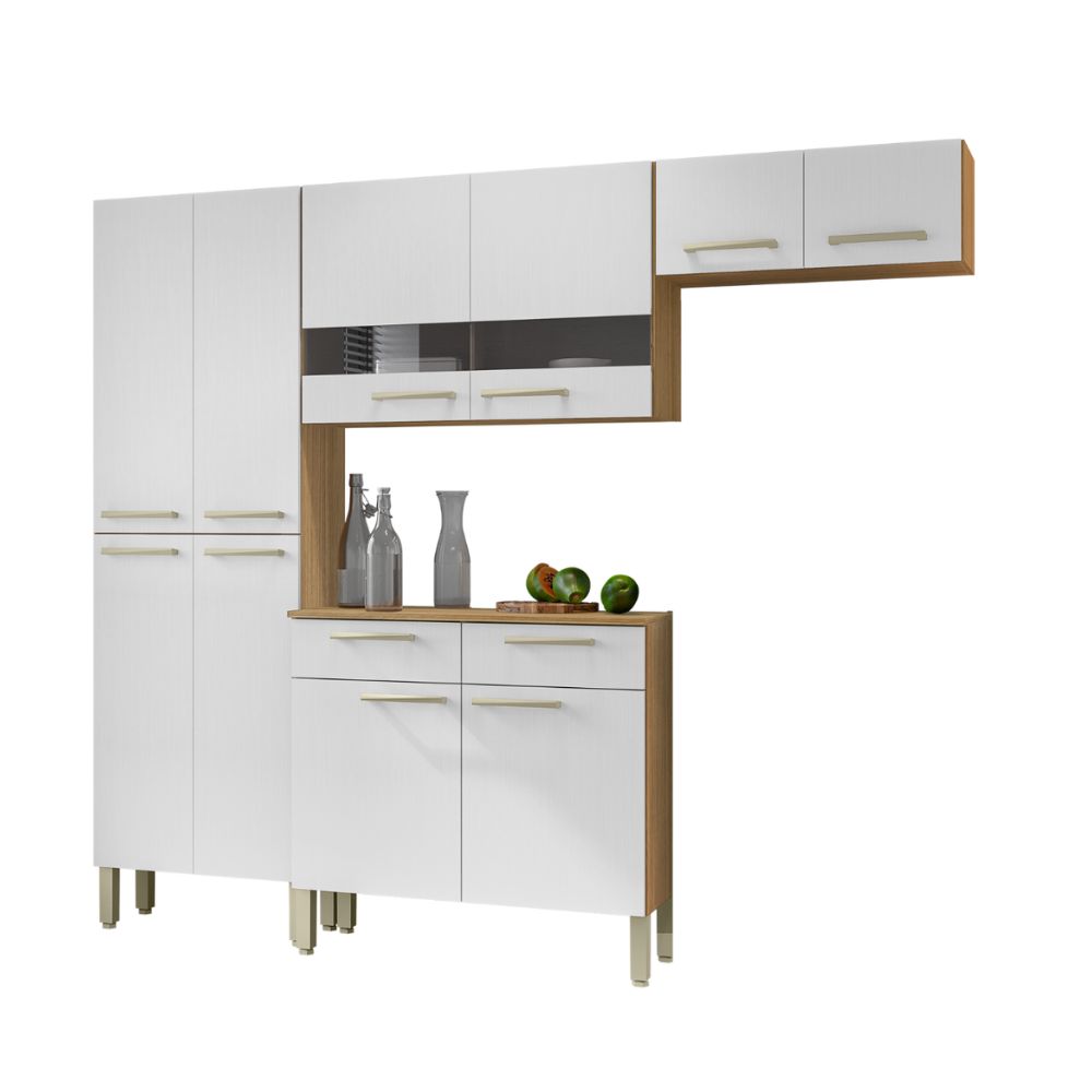 Cozinha Kits Parana Nala Com Balcão 8976 Freijo Supremo