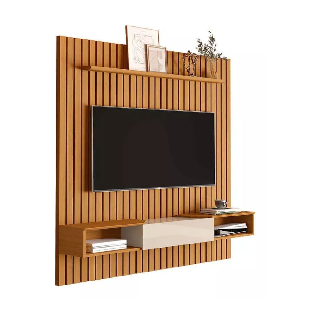 Painel EDN Master 1,40 com Nicho Off White/Cedro