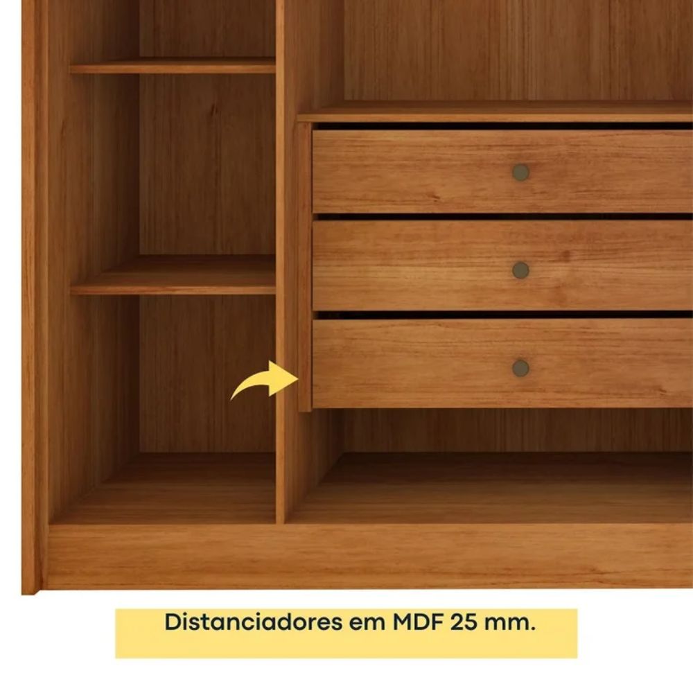 Guarda Roupa Casal 6 portas 6 gavetas Barcelona Ripado Tcil Móveis