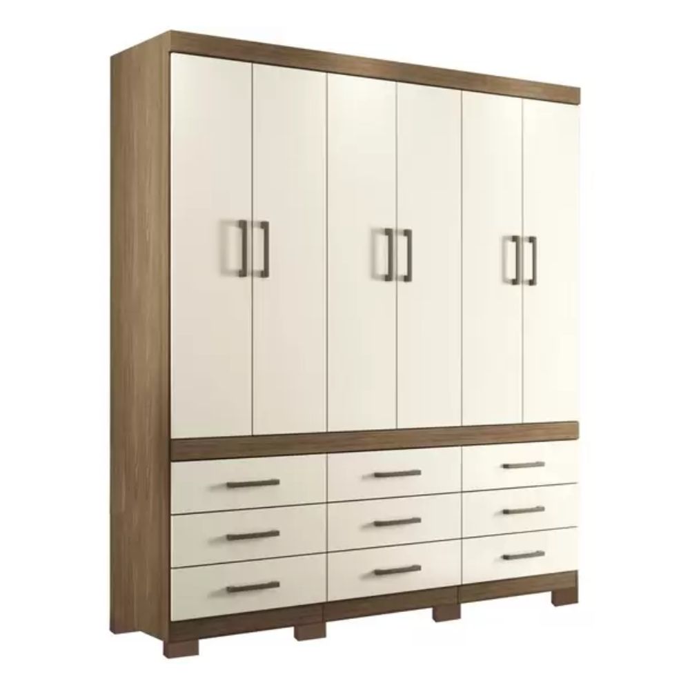 Guarda-Roupa Casal 6 Portas 9 Gavetas Santos Andira Star Plus 6.9 Jatoba/Areia