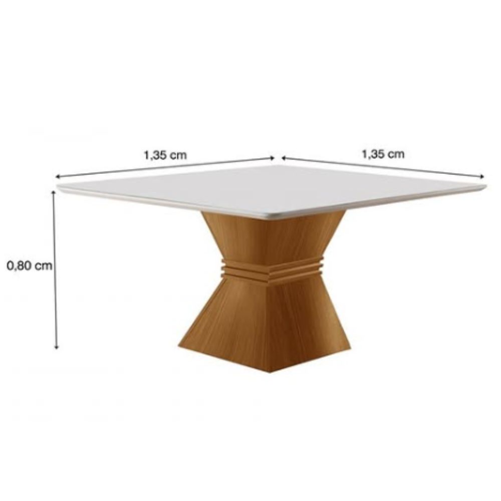 Mesa de Jantar Cronos 135x135 cm com 8 Cadeiras Veneza LJ Móveis