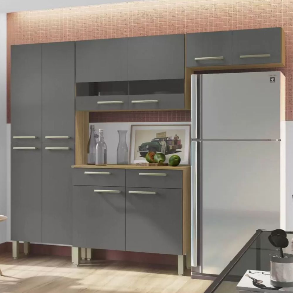 Cozinha Ambiente Nala 4 Peças Freijó Gris Kits Paraná