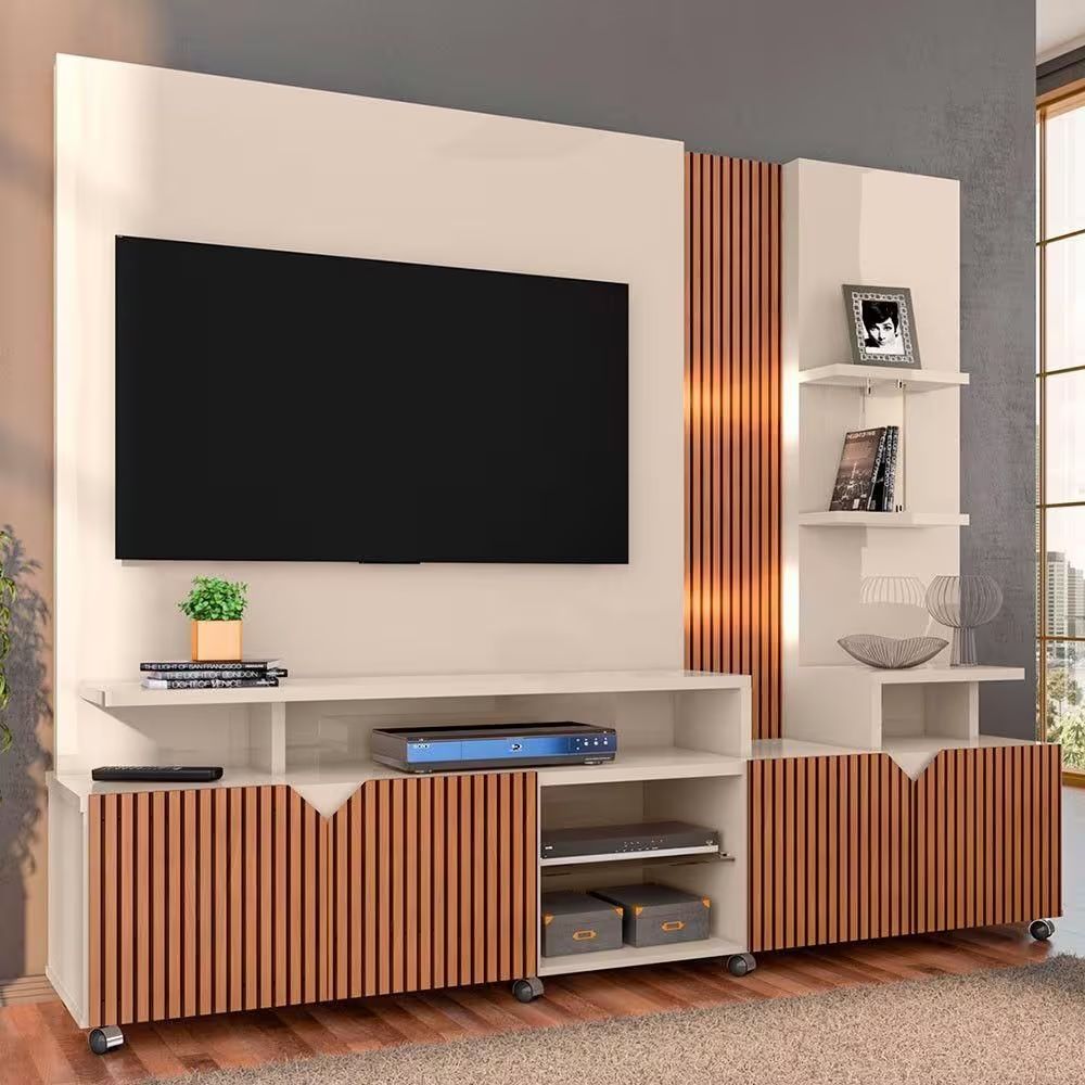 Estante Home Lukaliam Berlim Off White/Tauari Ripado
