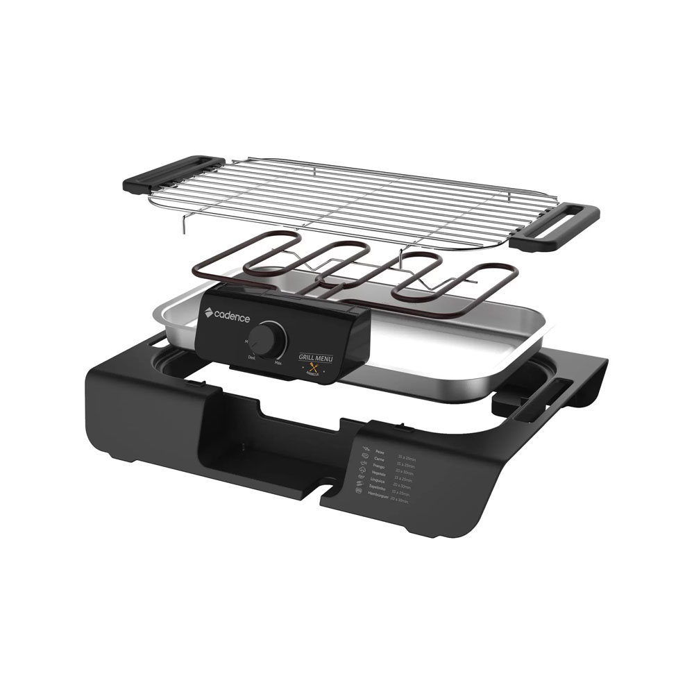Churrasqueira Elétrica Portátil Cadence Grill GRL810 com Bandeja Coletora e Grelha