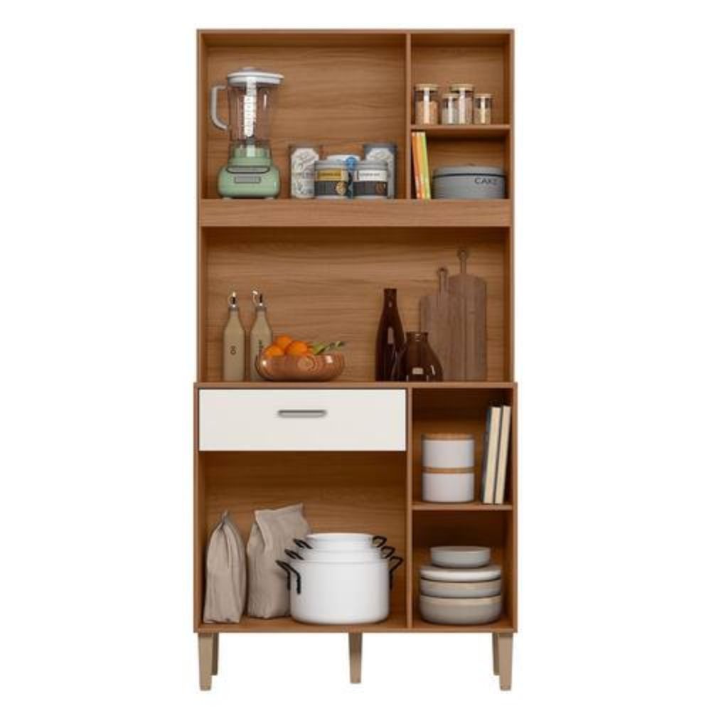 Kit Cozinha Nicioli Erva Doce 0.90 Ipê/Off White