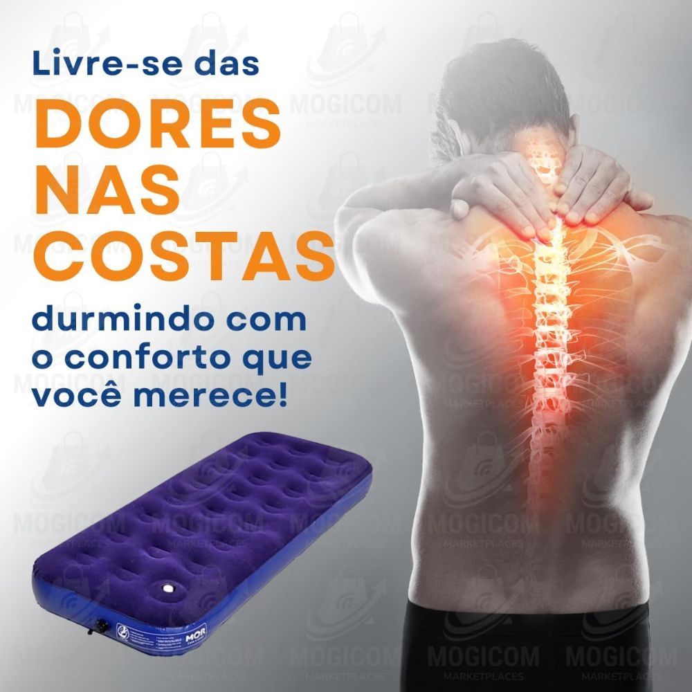 Colchão Inflável MOR Solteiro Confortável Multiuso 185 x 76 x 22 cm