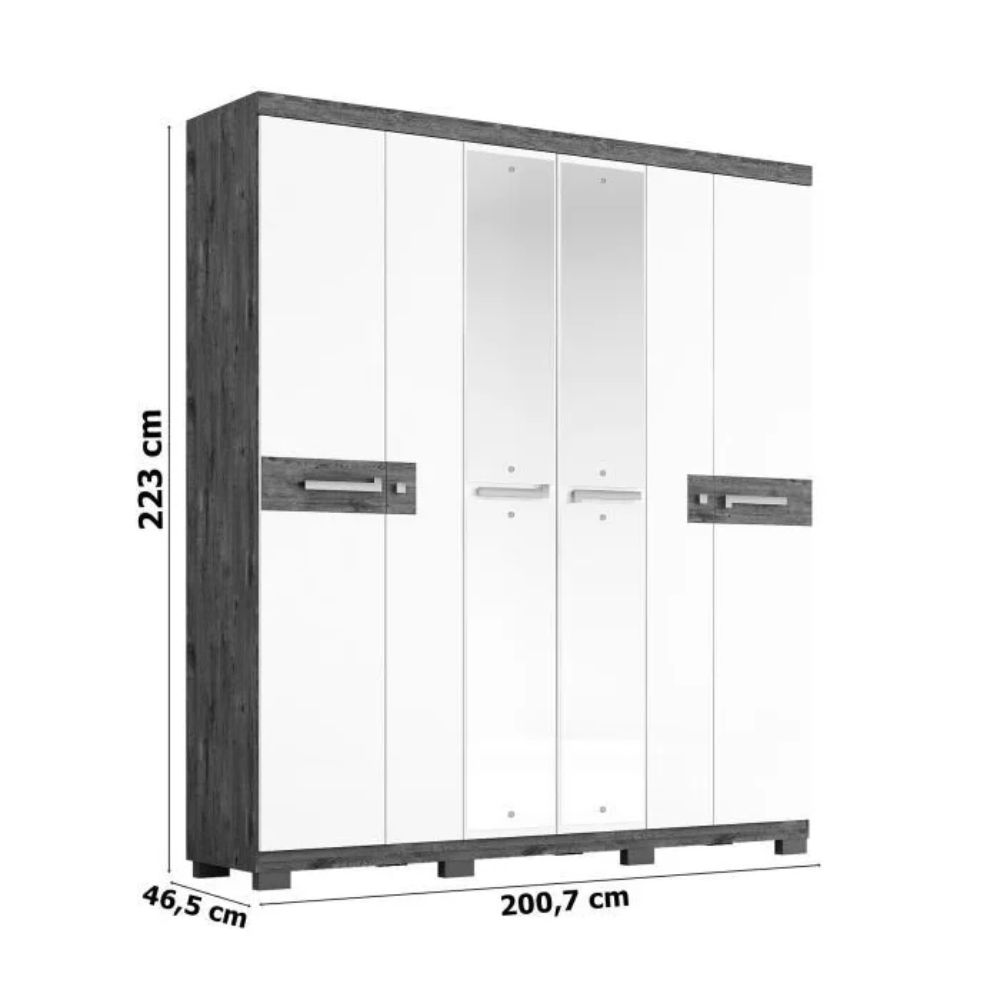 Guarda Roupa ACP Larissa 6 Portas Mel/Off White
