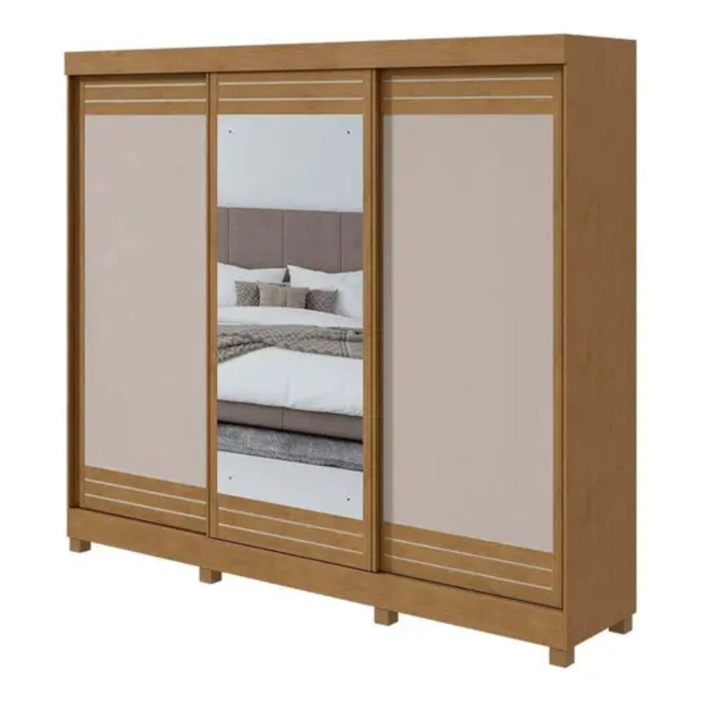 Guarda-Roupa Lopas Nice 3 Portas Amêndoa Clean/Off White