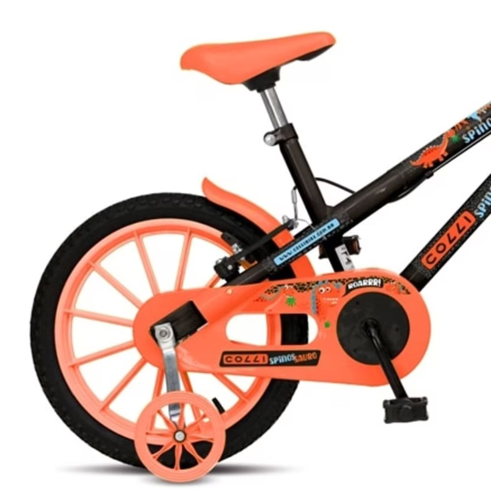 Bicicleta Colli Spinossauro Aventuras Aro 16 com Rodinhas Preto Fosco