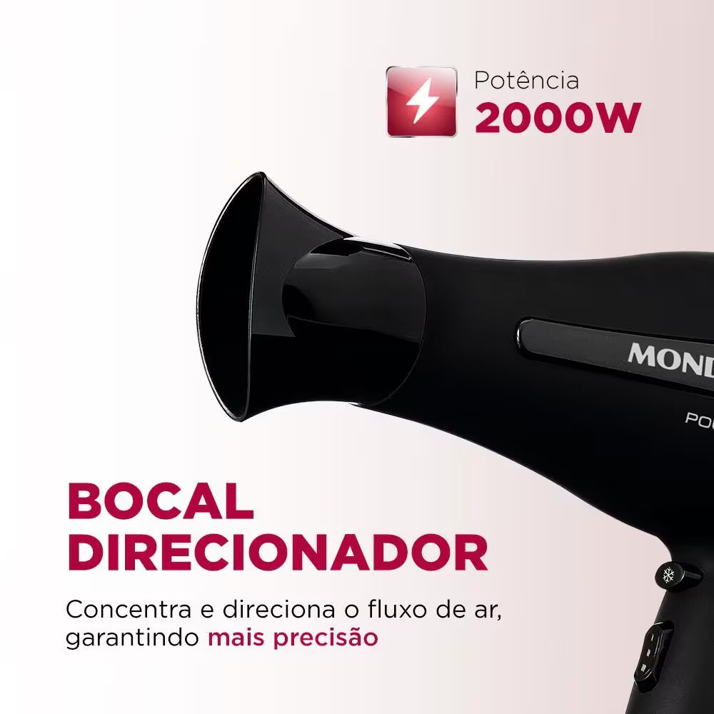 Secador de Cabelo Mondial Shine Black 2000W SC-13