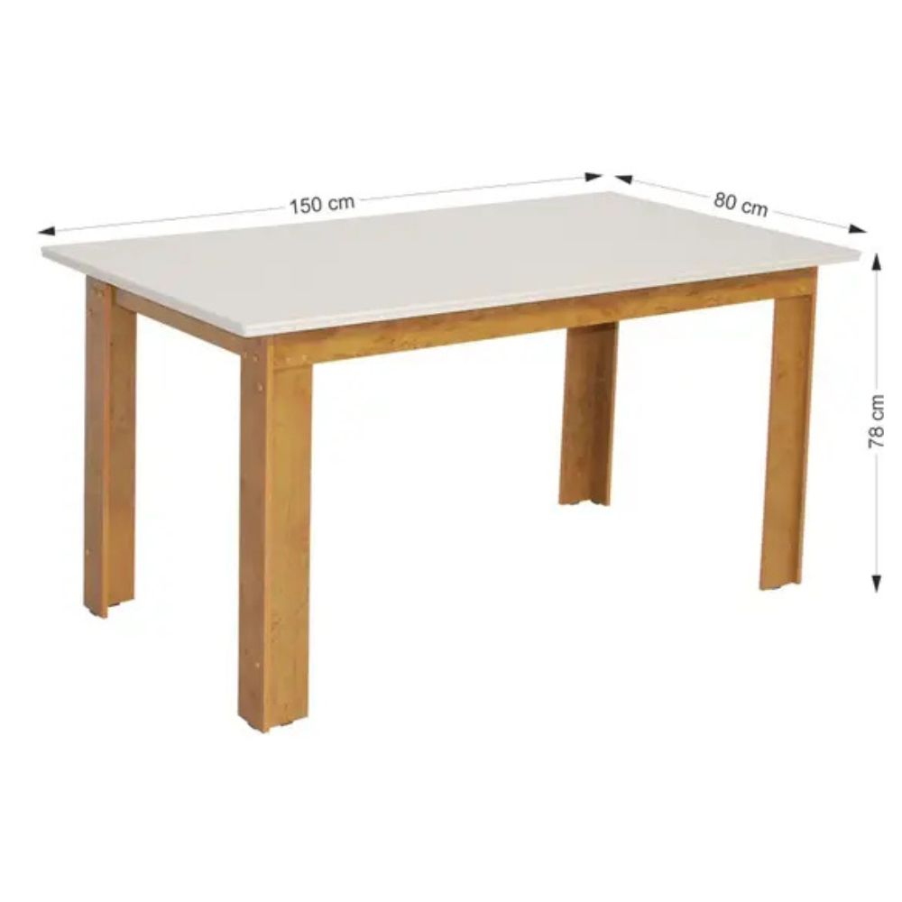 Mesa de Jantar Mariah 6 Cadeiras Elane São Carlos Cinamomo Off White