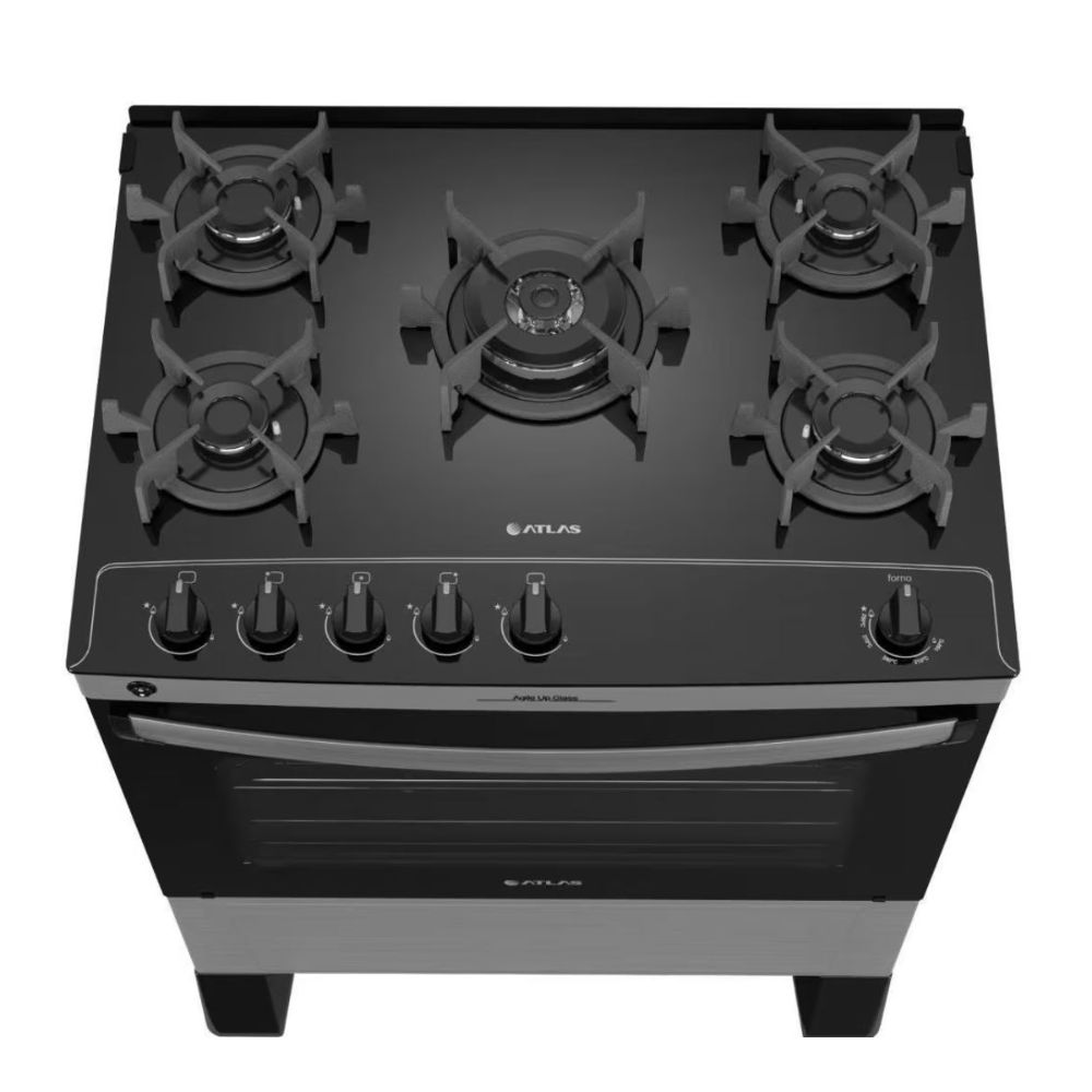 Fogão Atlas Agile Up Glasss 5 Bocas Inox