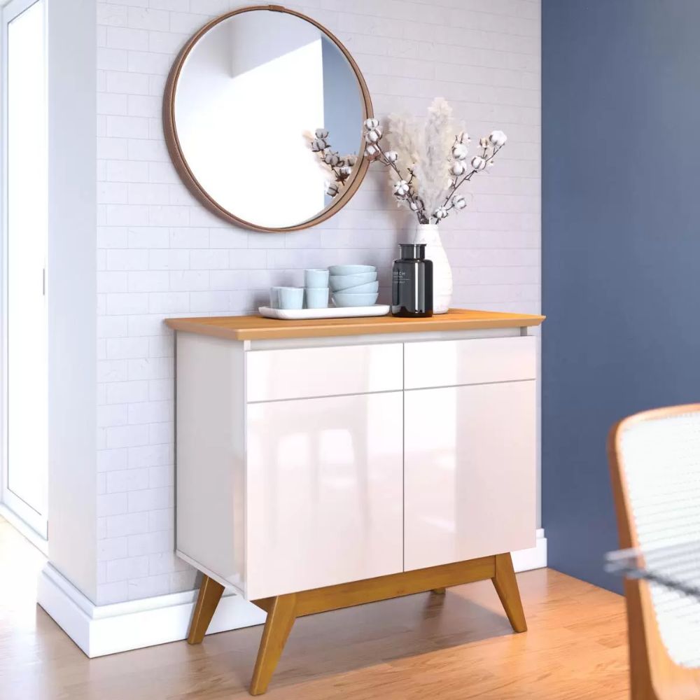 Buffet Classic 2 Portas Off White com Nature Imcal Móveis