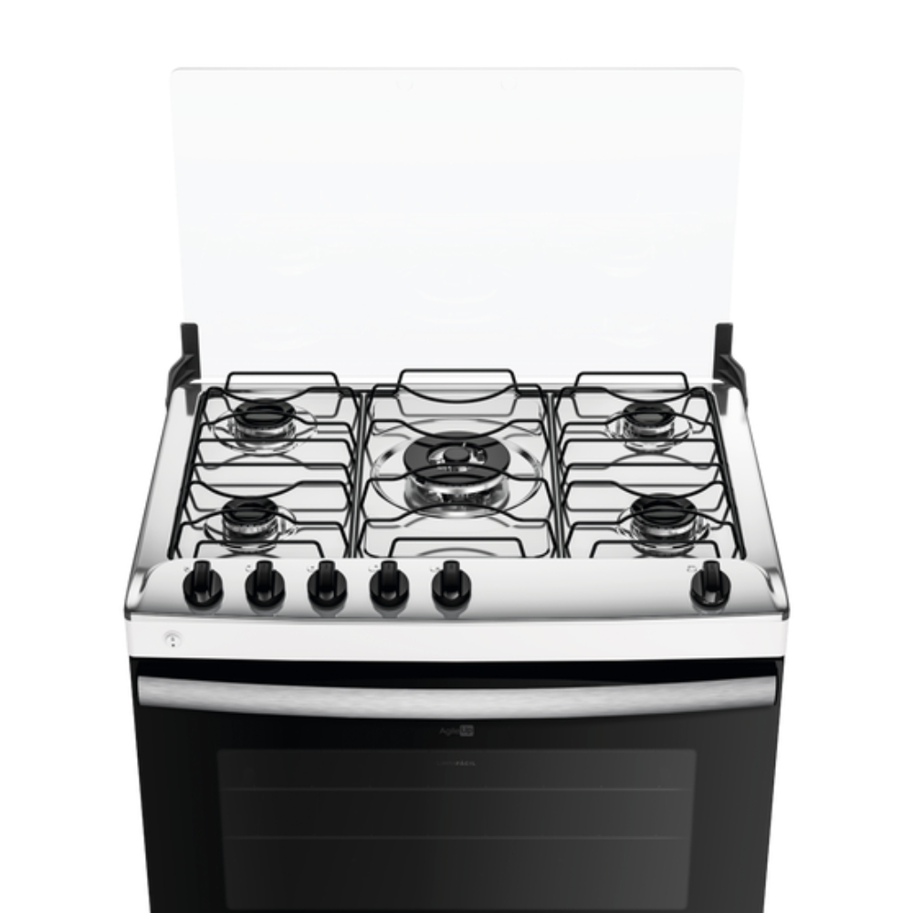 Fogão 5 Bocas Branco com Mesa Inox Atlas Agile Up Bivolt