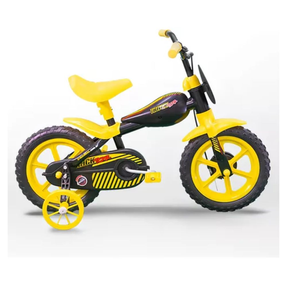 Bicicleta Track Moto Bike Aro 12 Preta/Amarela