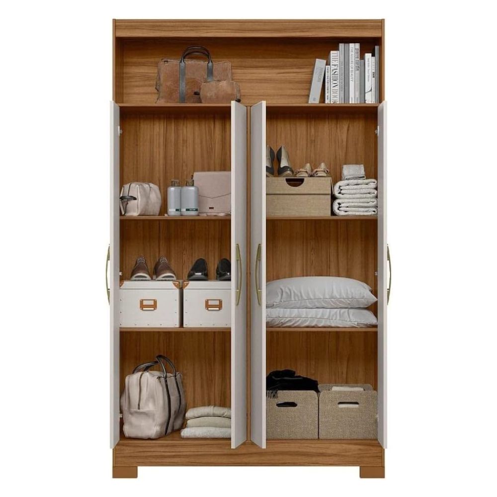 Armário Multiuso 4 Portas 1 Nicho NT4030 Notável Móveis Freijó Trend / Off White