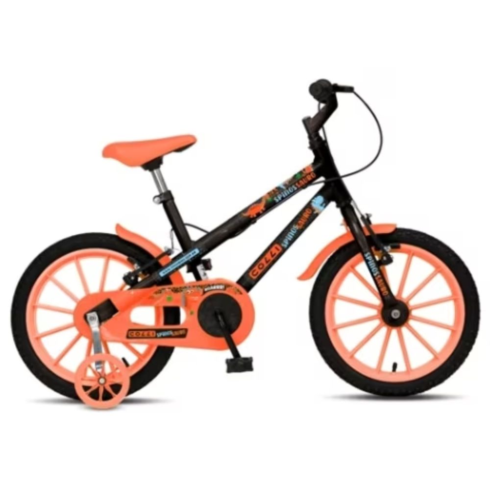 Bicicleta Colli Spinossauro Aventuras Aro 16 com Rodinhas Preto Fosco