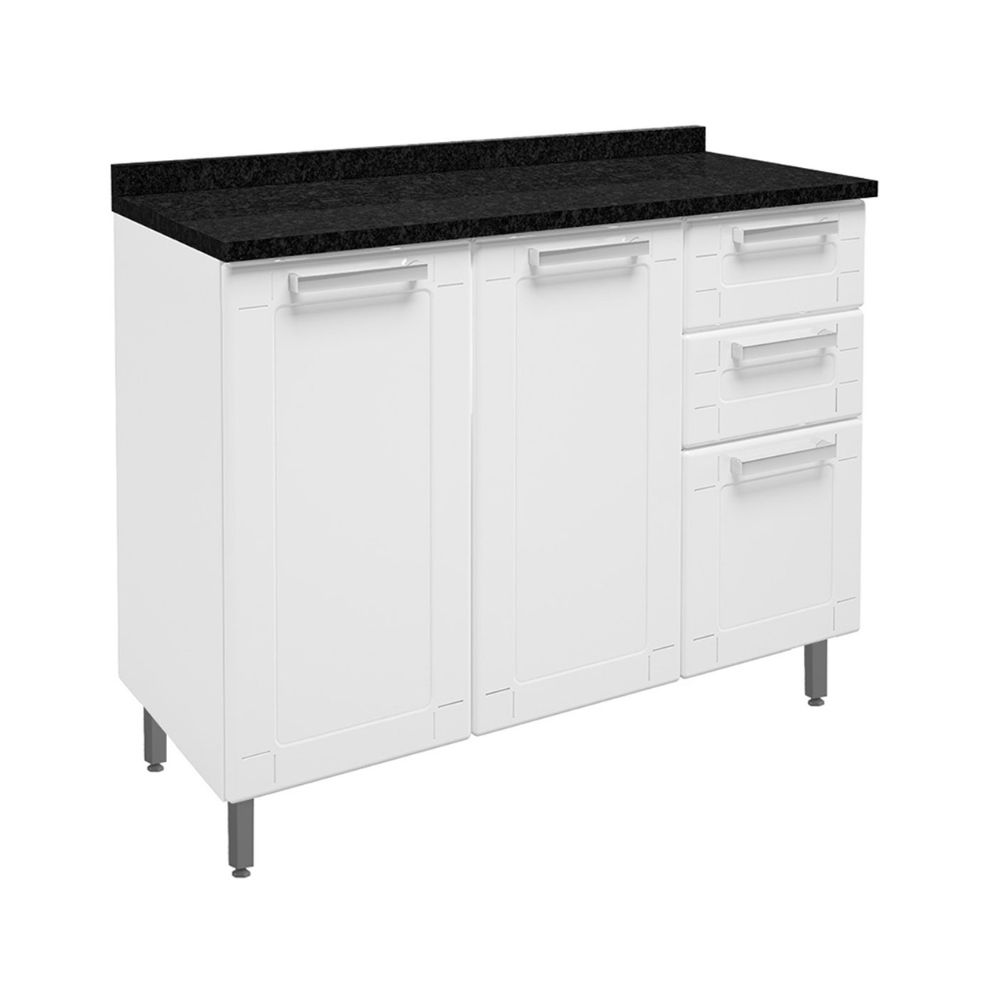 Balcão 3 Portas 2 Gavetas Bertolini Multipla Aço Branco