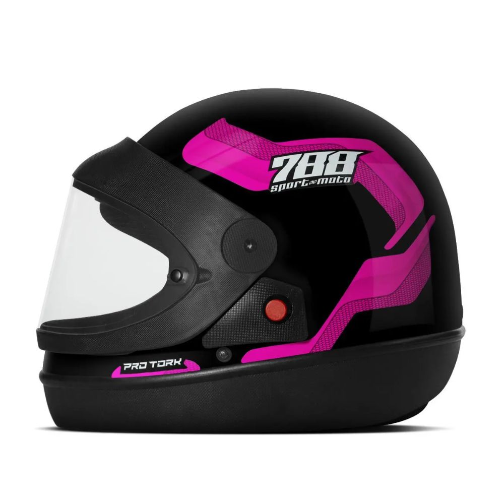 Capacete Protork SM Sport 788 CAP-494RS Tamanho 56 Preto Rosa