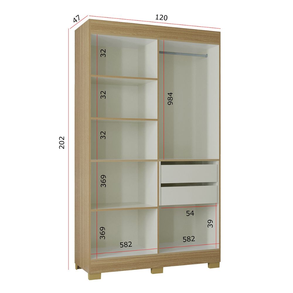 Guarda Roupa Poquema Barcelona 4 Portas 2 Gavetas Damasco/Off White