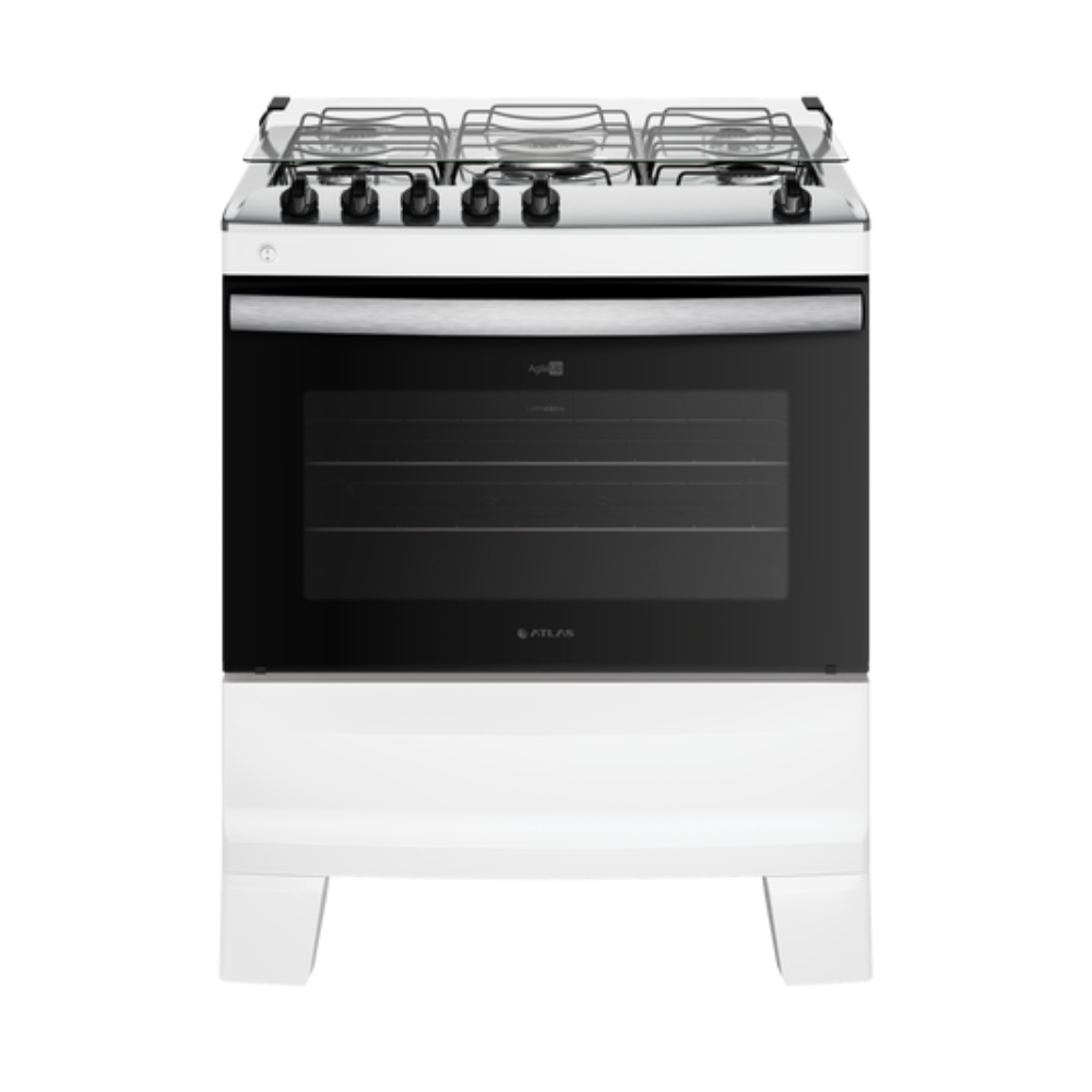 Fogão 5 Bocas Branco com Mesa Inox Atlas Agile Up Bivolt