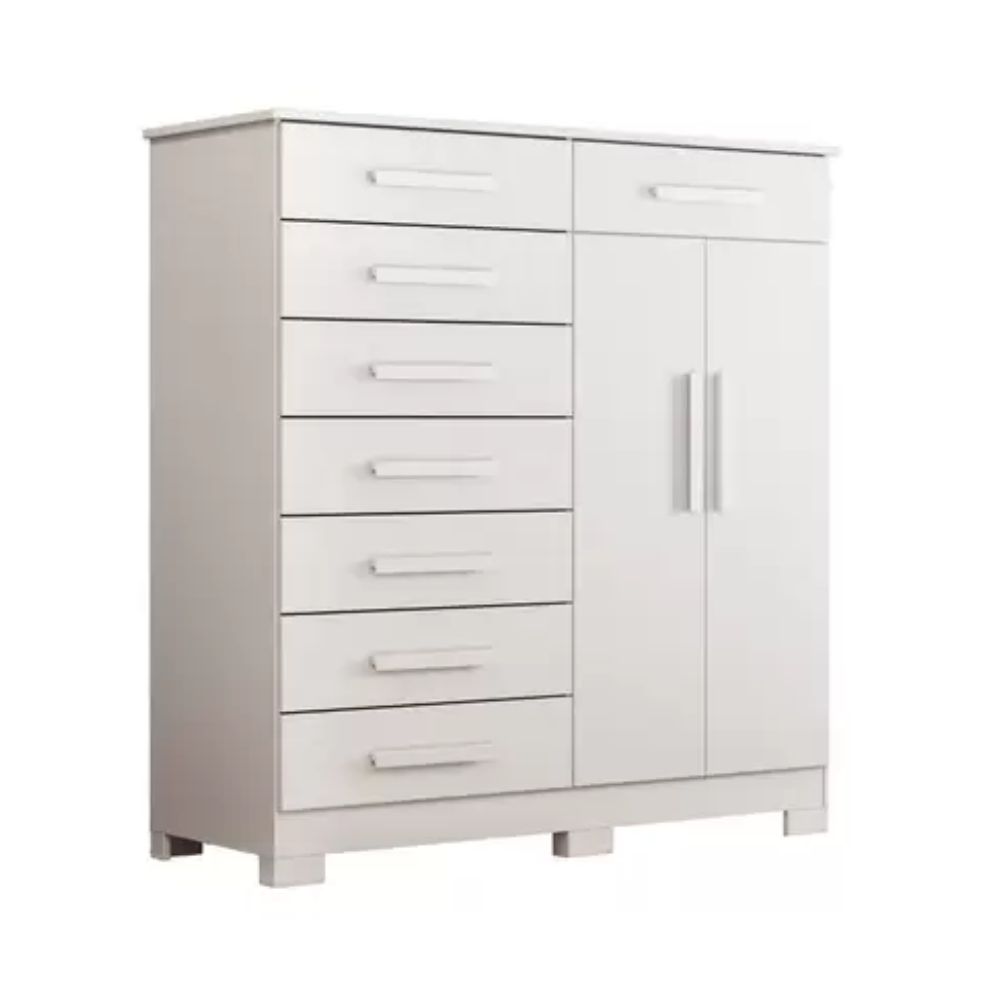 Cômoda 2 Portas 8 Gavetas Verona Albatroz Branco Fosco