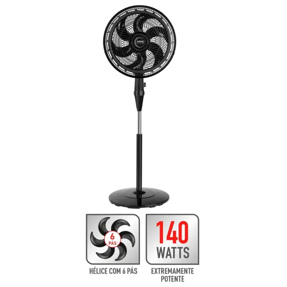 Ventilador de Coluna Arno X-Treme 6 40cm 6 Pás 3 Velocidades VE6C - Preto