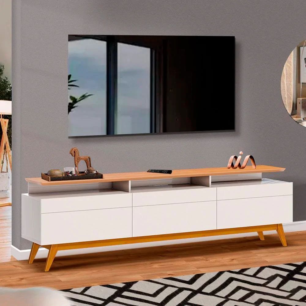 Rack Bancada Imcal Classic 3 Gavetas com Nicho 1.8 Off White Nature