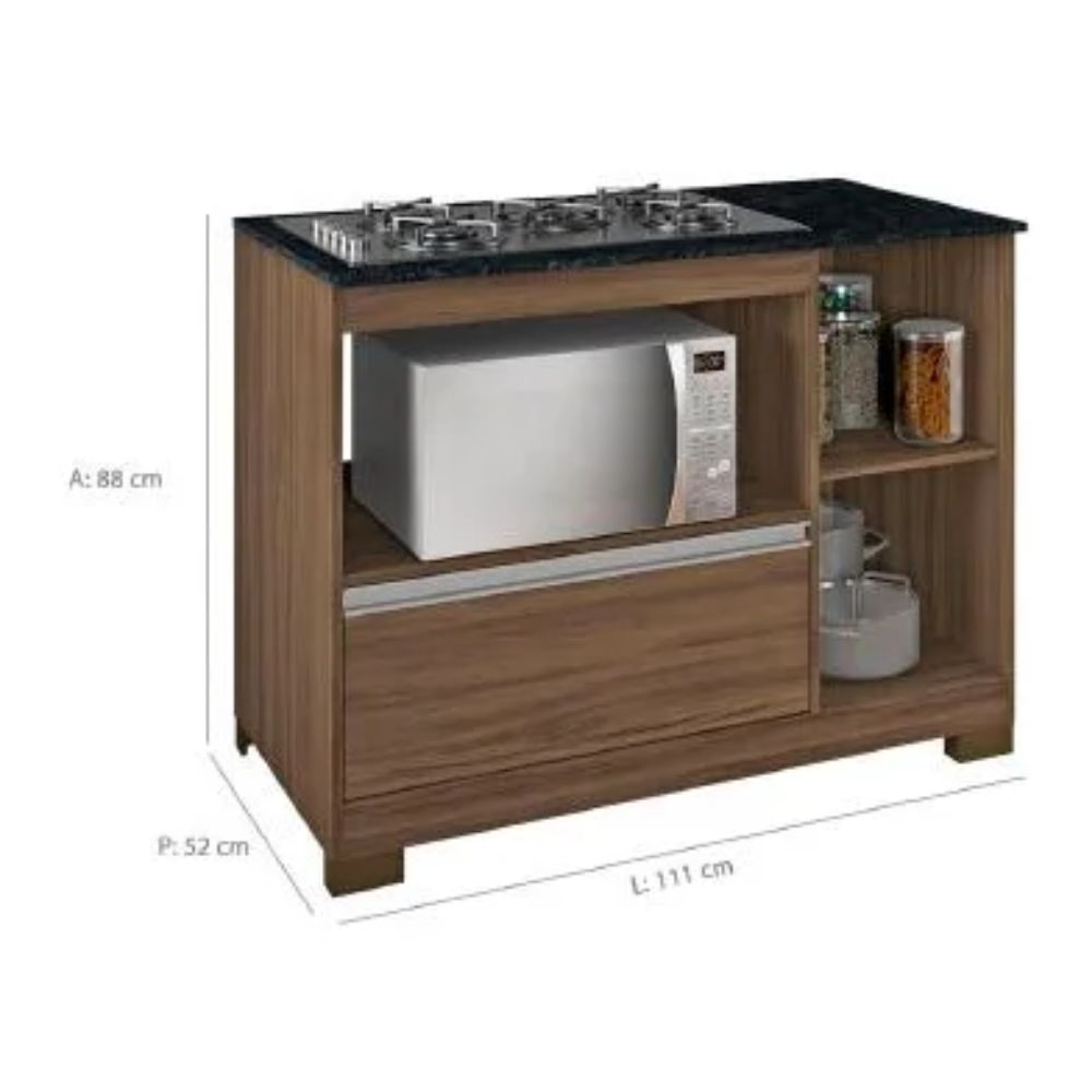 Balcao Notavel Cooktop Nt 3050 Ref 222 Nogal Trend/gran