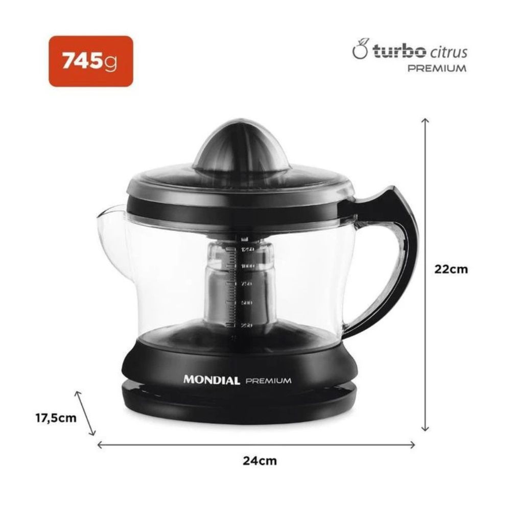 Espremedor de Frutas Mondial Premium E-02 Preto