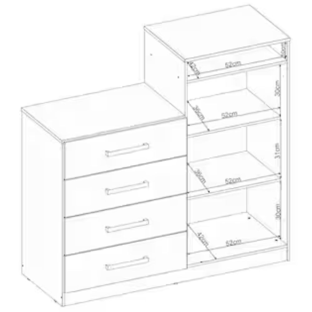 Cômoda 4 Gavetas 2 Portas Demóbile Aurea