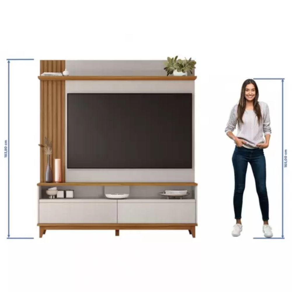 Estante Home Notável para TV até 65 Polegadas 2 Portas NT 1335 Off White TX/Freijó Trend