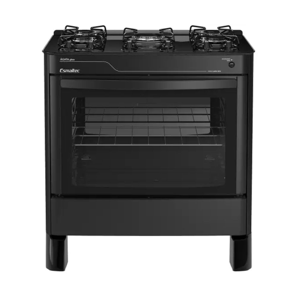 Fogão Esmaltec Ágata Glass 5 Bocas 5090 Preto