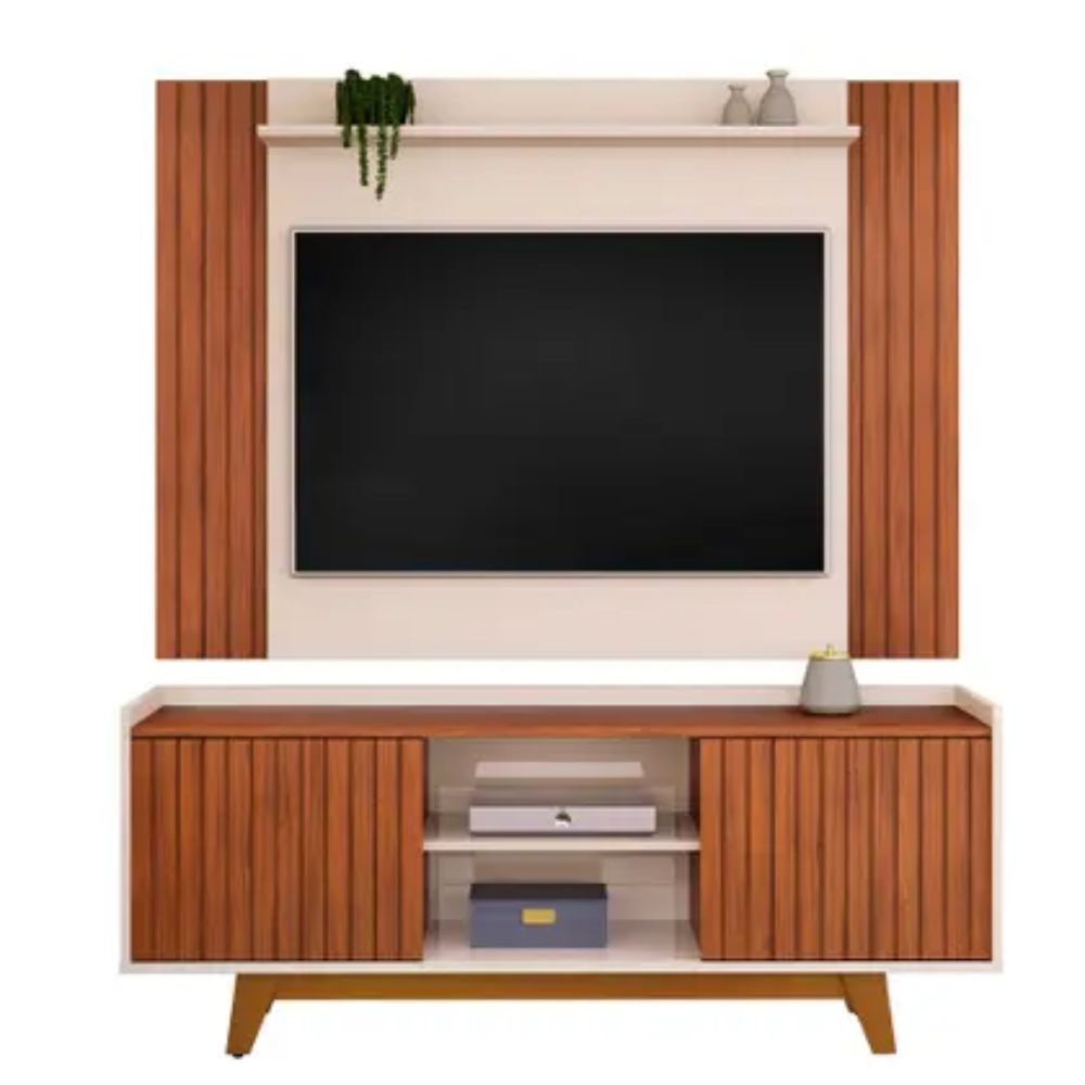 Painel Trend com Rack Bancada Flat DJ Móveis para TVs de até 65 polegadas
