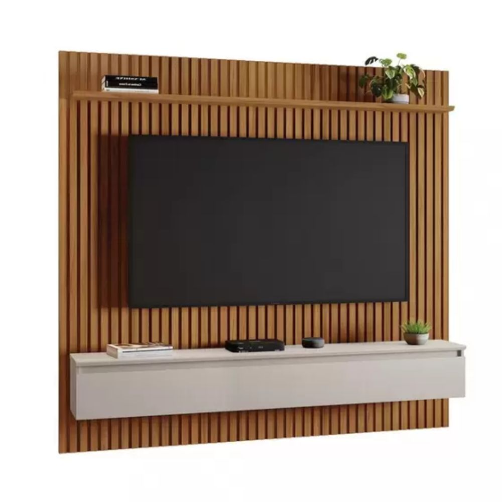 Painel para TV Notável 1 Porta Ripado NT 1350 Freijó Trend/Off White