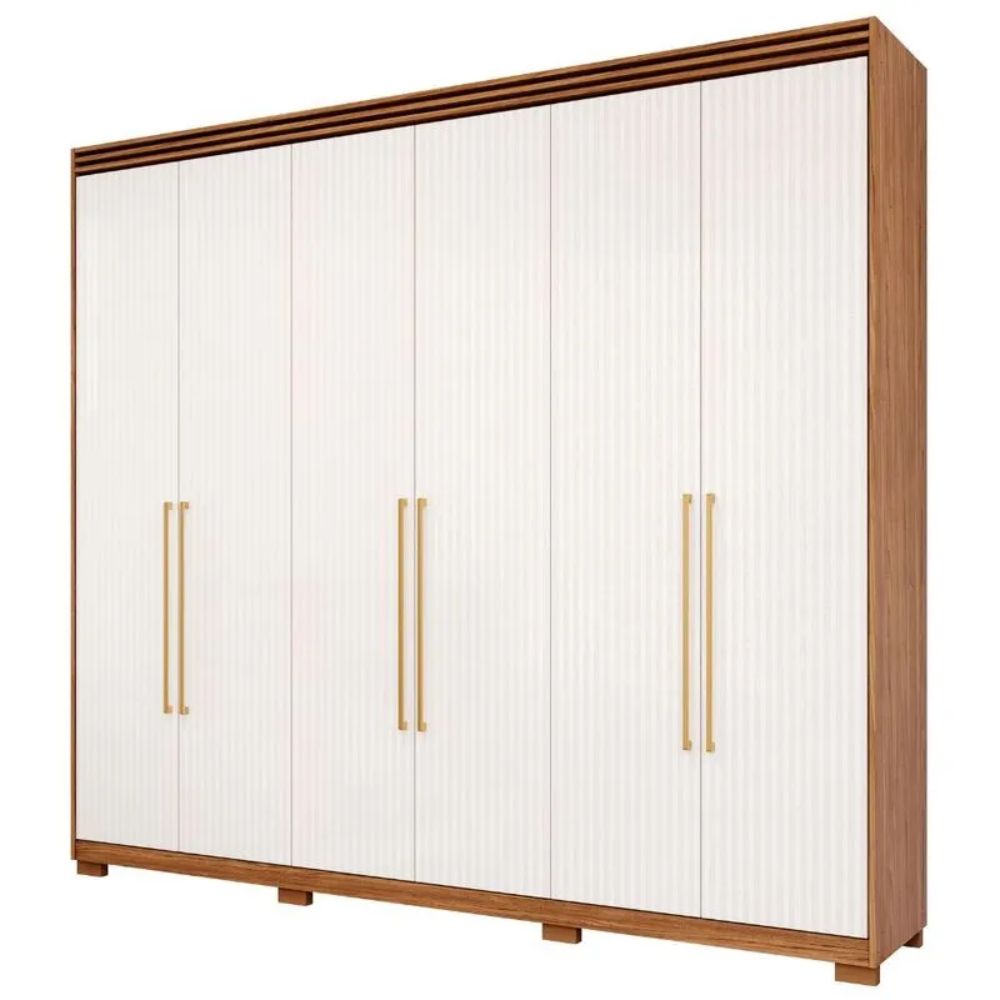 Guarda-Roupa Casal 6 Portas 5 Gavetas Cinamomo/Grafiato Aurora Panan Moveis