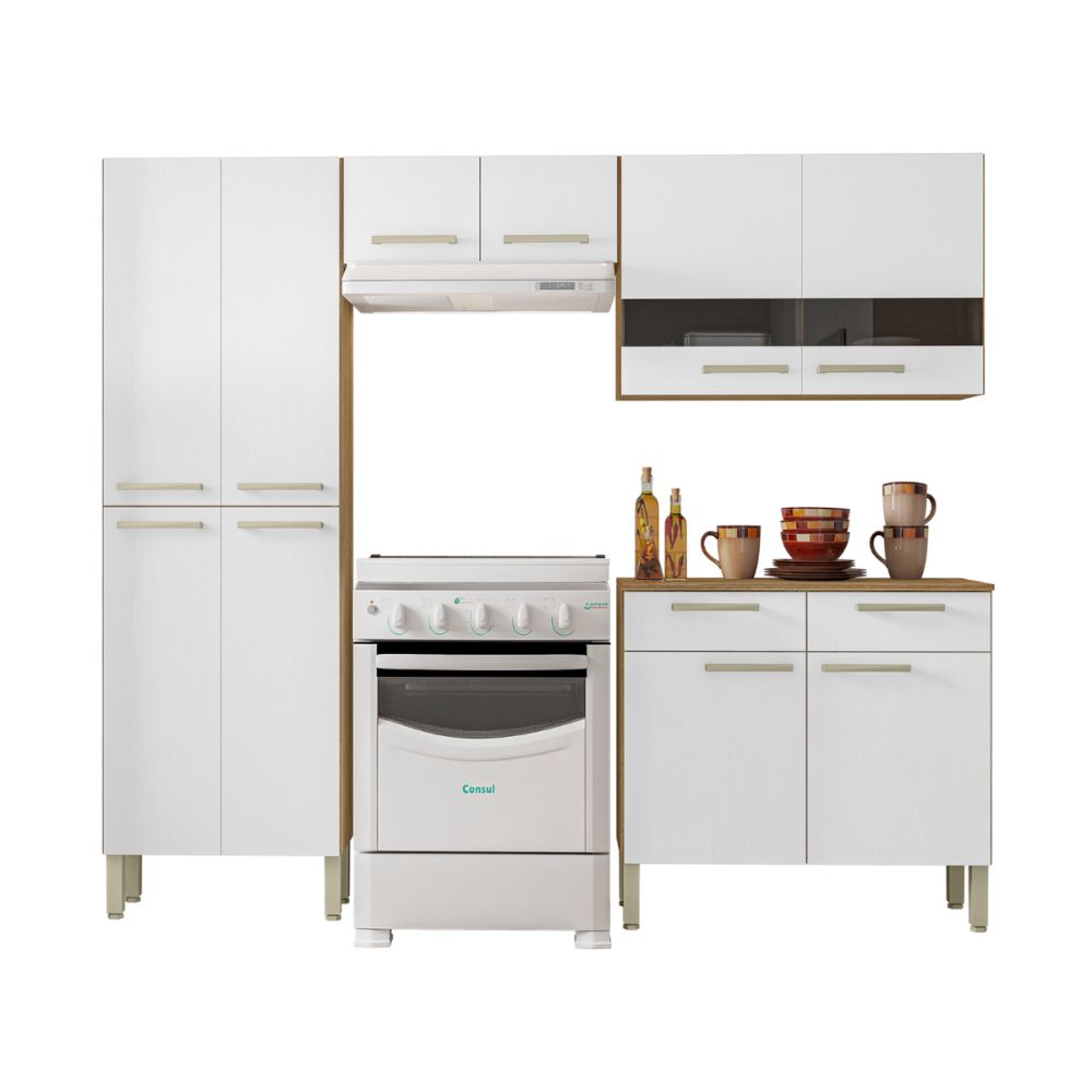 Cozinha Kits Parana Nala Com Balcão 8976 Freijo Supremo