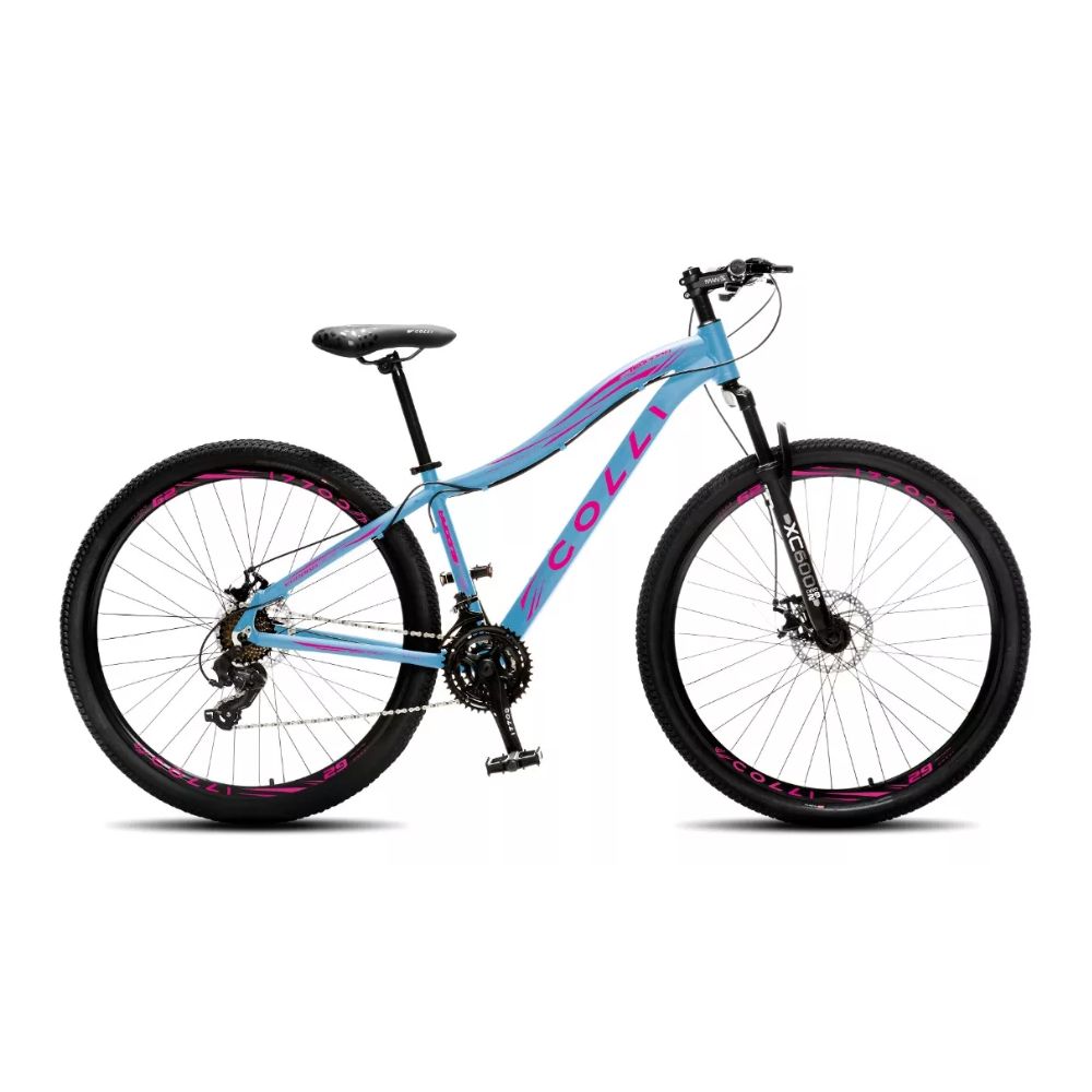 Bicicleta Colli Eudora Aluminio Aro 29 Cor Azul Champanhe/Rosa Neon
