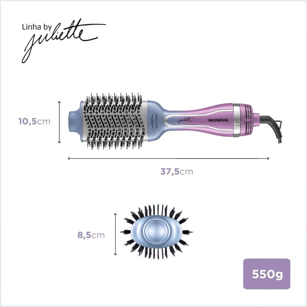 Escova Secadora By Juliette, Mondial, Azul/Rosa, 1200W, Bivolt
