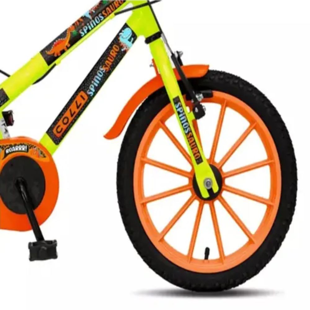 Bicicleta Infantil Spinossauro Aventuras Aro 16 Colli Cor Amarelo Neon