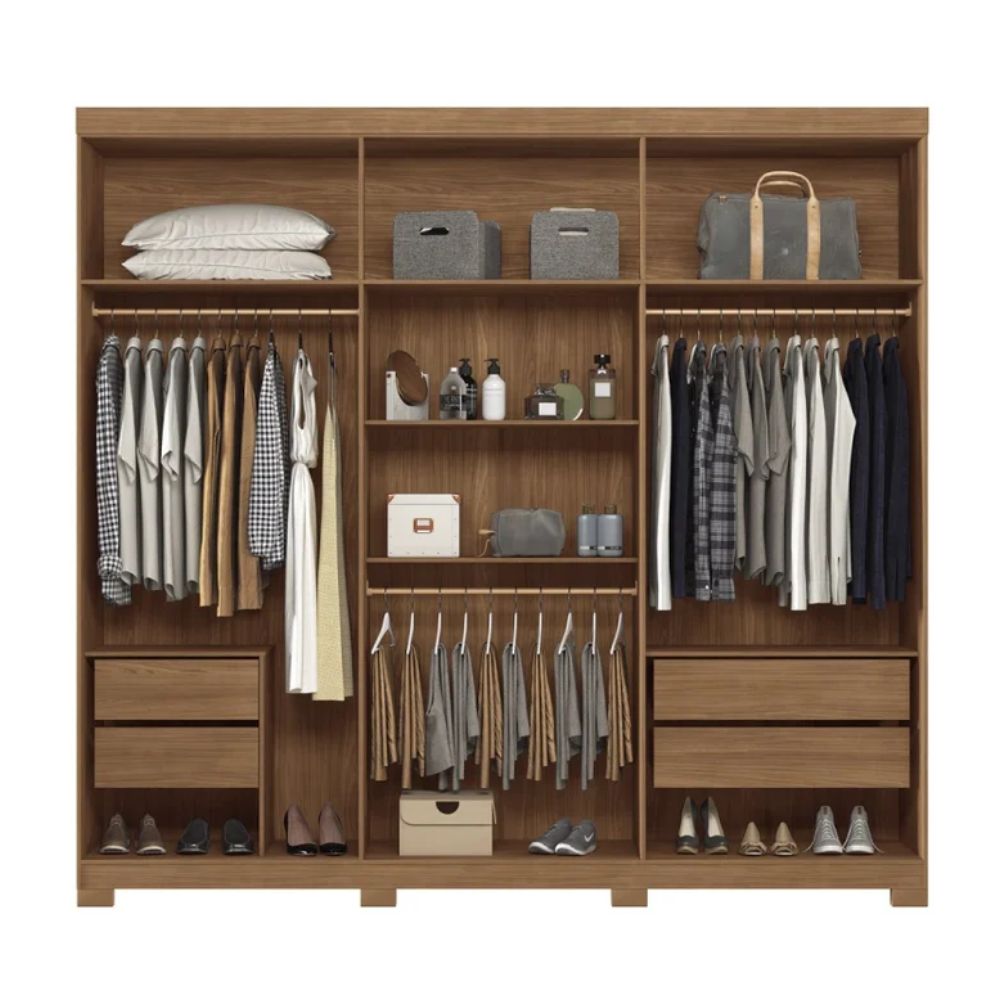 Guarda Roupa Santos Andira 6 Portas Imaginare Com Espelho e Pes Jatoba