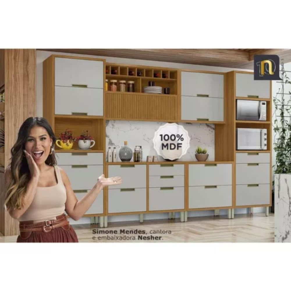 Balcão Nesher Canto Imperatriz 1 Porta 93 x 52 Centímetros Freijo Off White