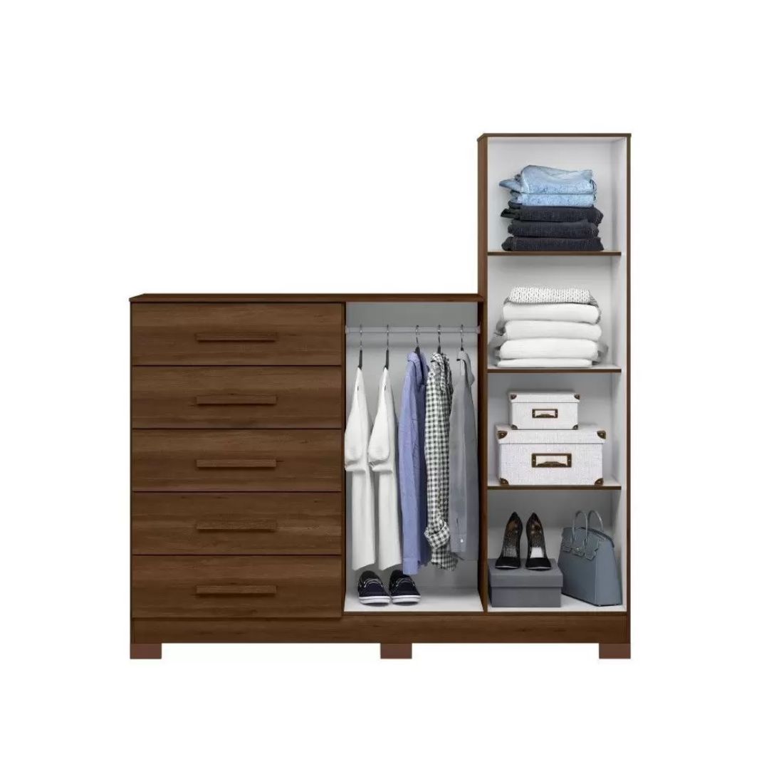 Cômoda Albatroz New Master 5 Gavetas 2 Portas Nature/Titanium