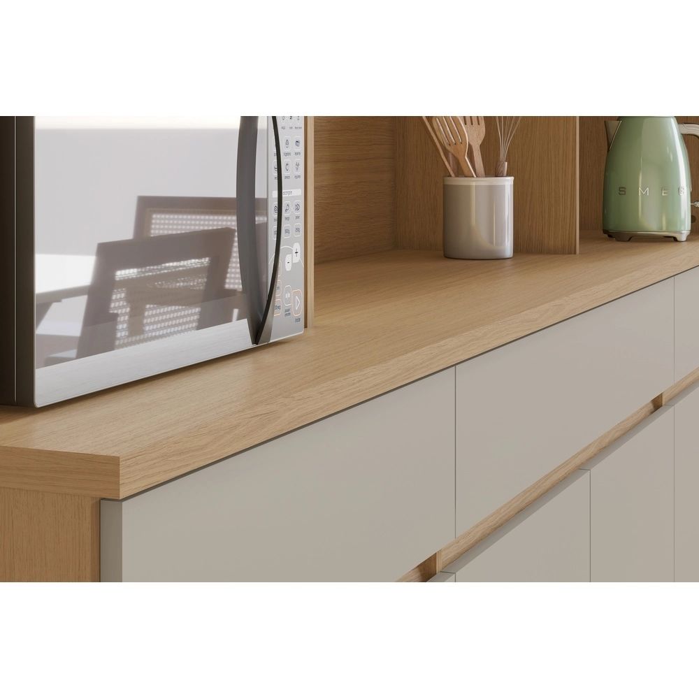 Cozinha Nesher Realeza 6 Portas 3 Gavetas 220cm Carvalho/Greige